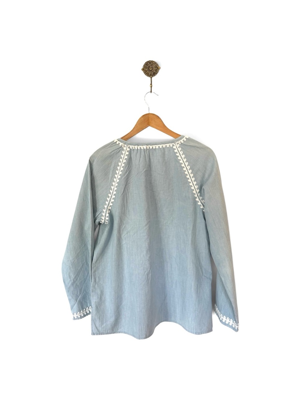 J.Crew Chambray Tunic • Embroidered Bohemian Top • Size S - Picture 3 of 5
